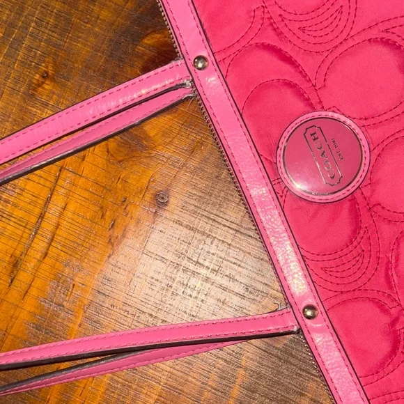 Coach Y2K Fuchsia Quilted Nylon Monogram Tote Bag